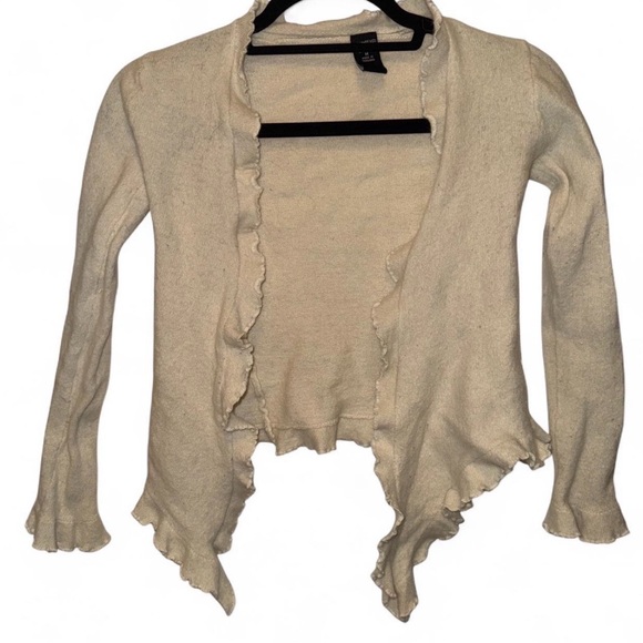 Cream Ruffled Women's Sweater - Picture 3 of 5